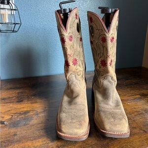 Twisted X Tan and Pink Heeled Boots